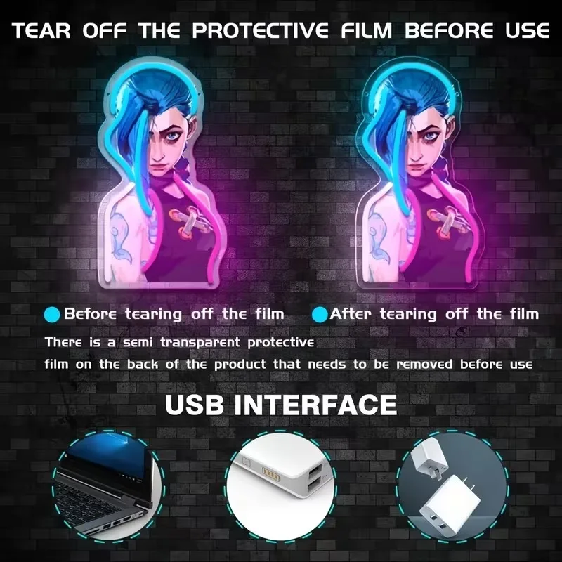 

Индивидуальные светодиодные неоновые огни для игровых персонажей, настенные ночные огни для окружающей комнаты, светящиеся украшения