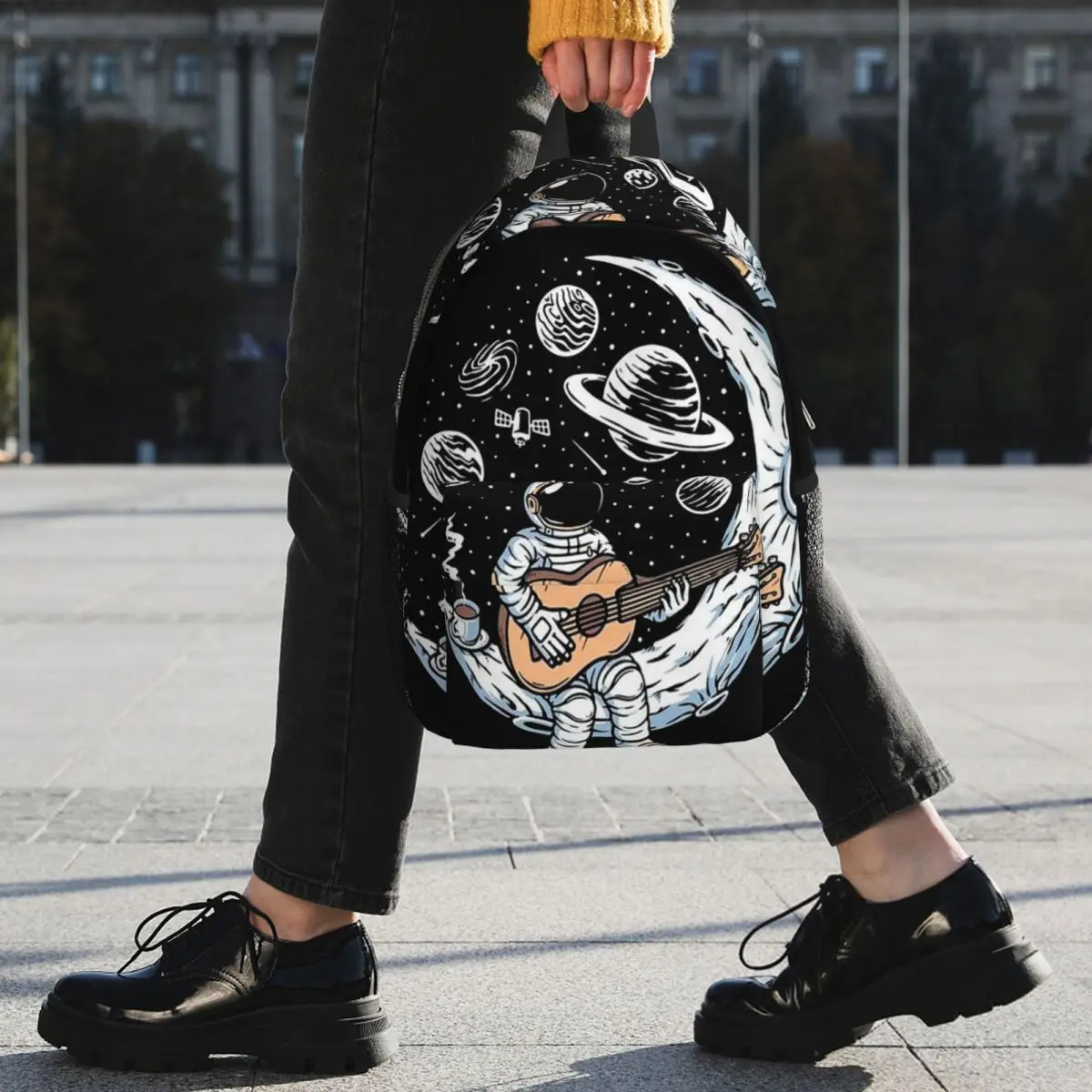 Astronaut Playing Guitar In The Space Backpack Student BookBag Children School Bag Computer Shoulder Bags for Boys Girls