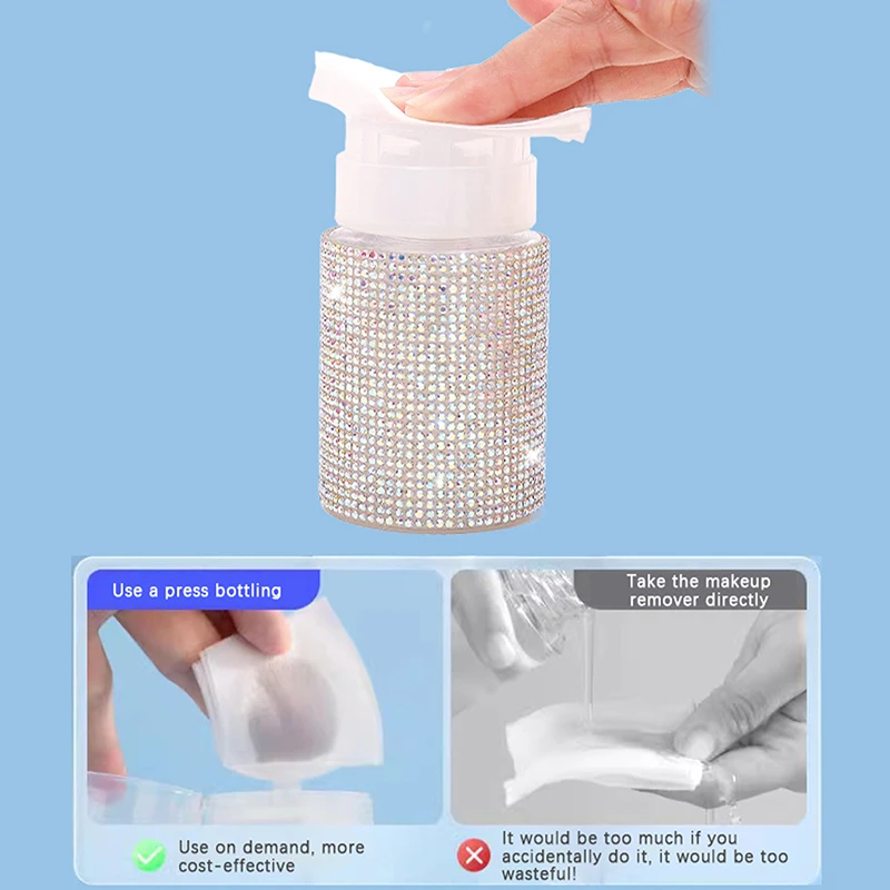 1 szt. Diamentowa Butelka na Lakier do Paznokci z Pompką, Pusta, Wielokrotnego Użytku, Dozownik do Usuwania Lakieru, Czyszczenia, Makijażu, Narzędzie do Manicure