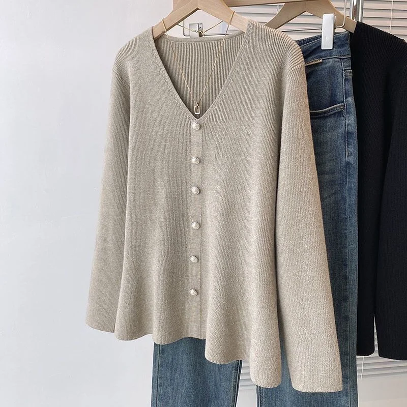 

Loose V-neck Sweater for Women Autumn Winter Versatile Tops Fashionable Large Size Sweater