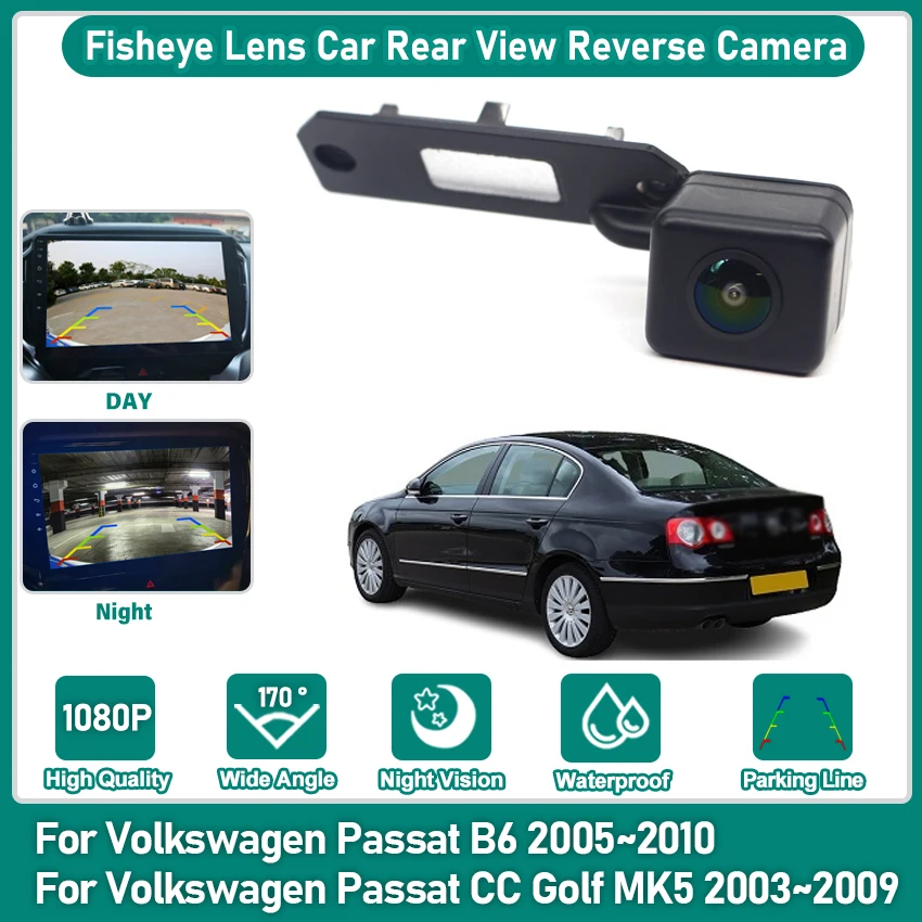 HD 1080P Vehicle Camera For Volkswagen Passat B6 2005~2010 Passat CC Golf MK5 2003~2009 Car Reversing Parking Mirror LCD Monitor