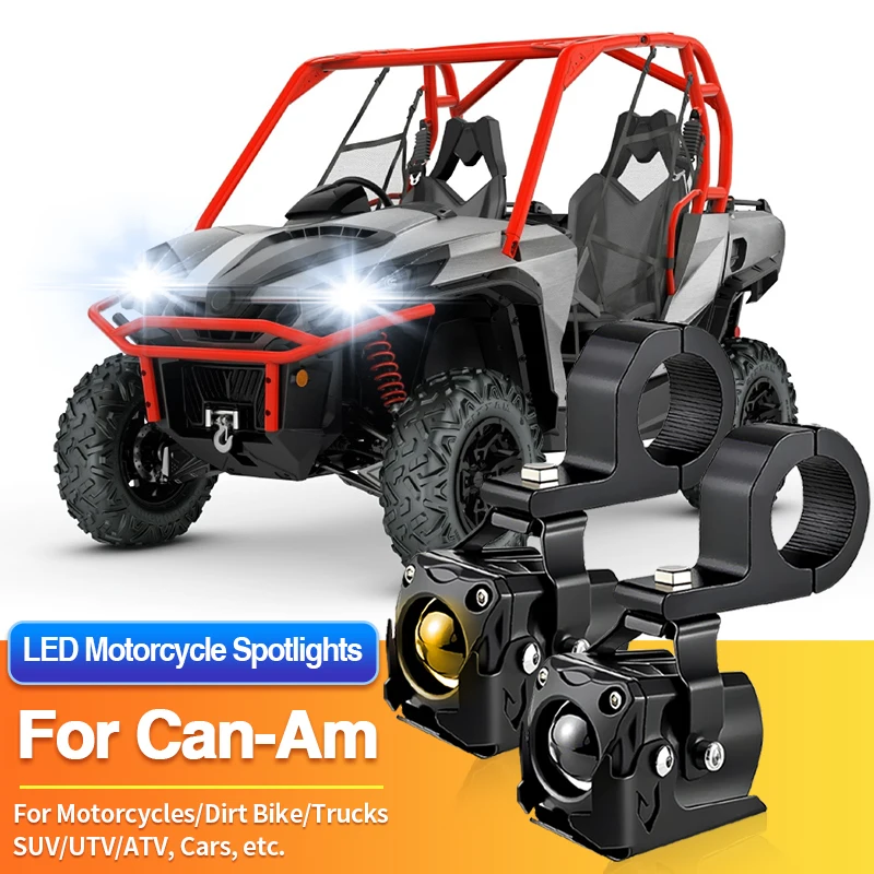 2PCS LED Universal Motorcycles Headlight Dual Color Fog Light UTV ATV for Can-Am Commander Max/DS70/DS90/DS90 X/Defender Max