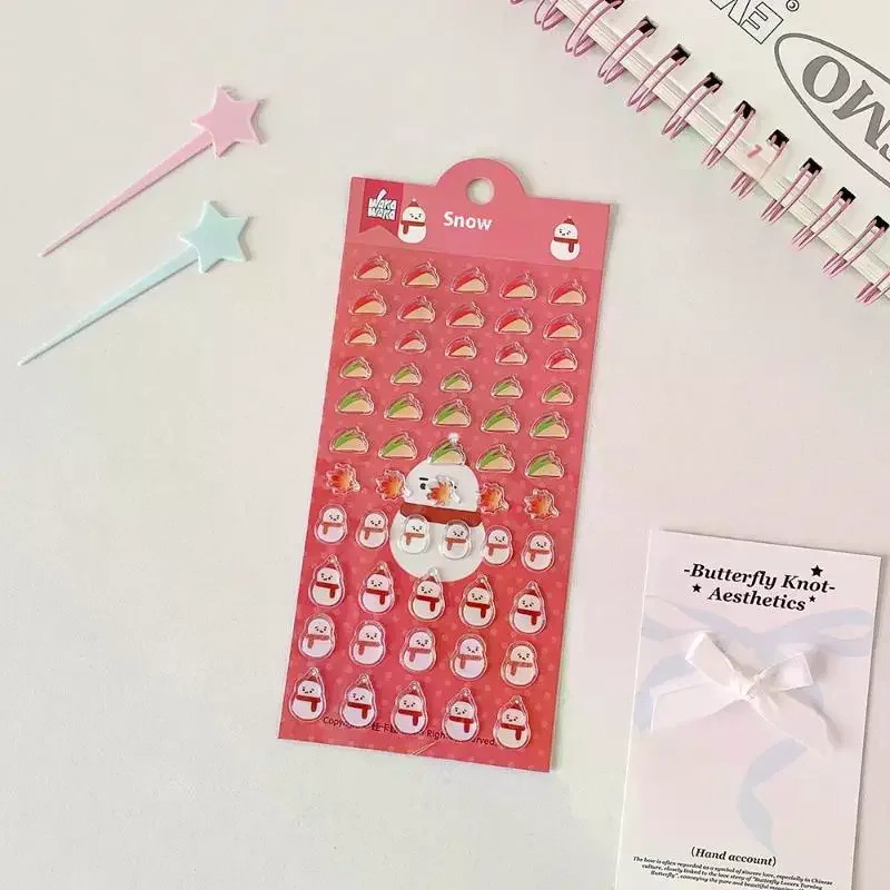 Decalcomanie decorative Cartoon Fragola Fiocco di neve Adesivi per diario 3D impermeabili per custodie per telefoni Forniture artigianali fai-da-te