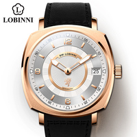 LOBINNI 16055 43MM Men's Mechanical Watch Automatic Movement Square Date Sapphire stainless steel Waterproof 50M Man Wristwatch