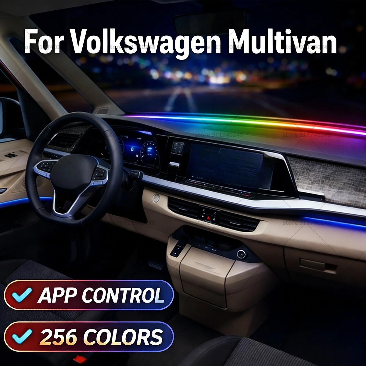 

Декоративная световая полоса для Volkswagen Multivan, цветная акриловая звукоизоляционная полоса для лобового стекла, атмосферная подсветка