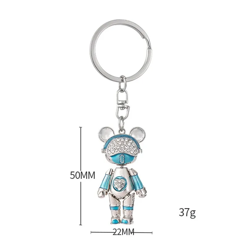 Cute Space Bear Keychain Crystal Key Ring Animal Moveable Key Chains Friendship Gift For Women Men Handbag Accessorie Jewelry