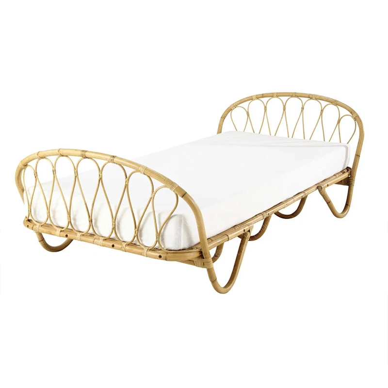 

Nordic rattan bed, 1.2m children's bed, internet famous hotel rattan double bed, simple Japanese rattan art bed