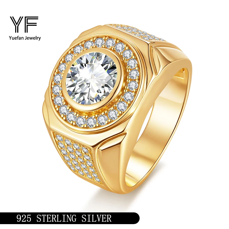 

S925 Silver Main Stone 2 Carat Mosanite Ring GRA Certified D VVS1 Luxury High-end Street Hip Hop Ring Christmas Banquet Party