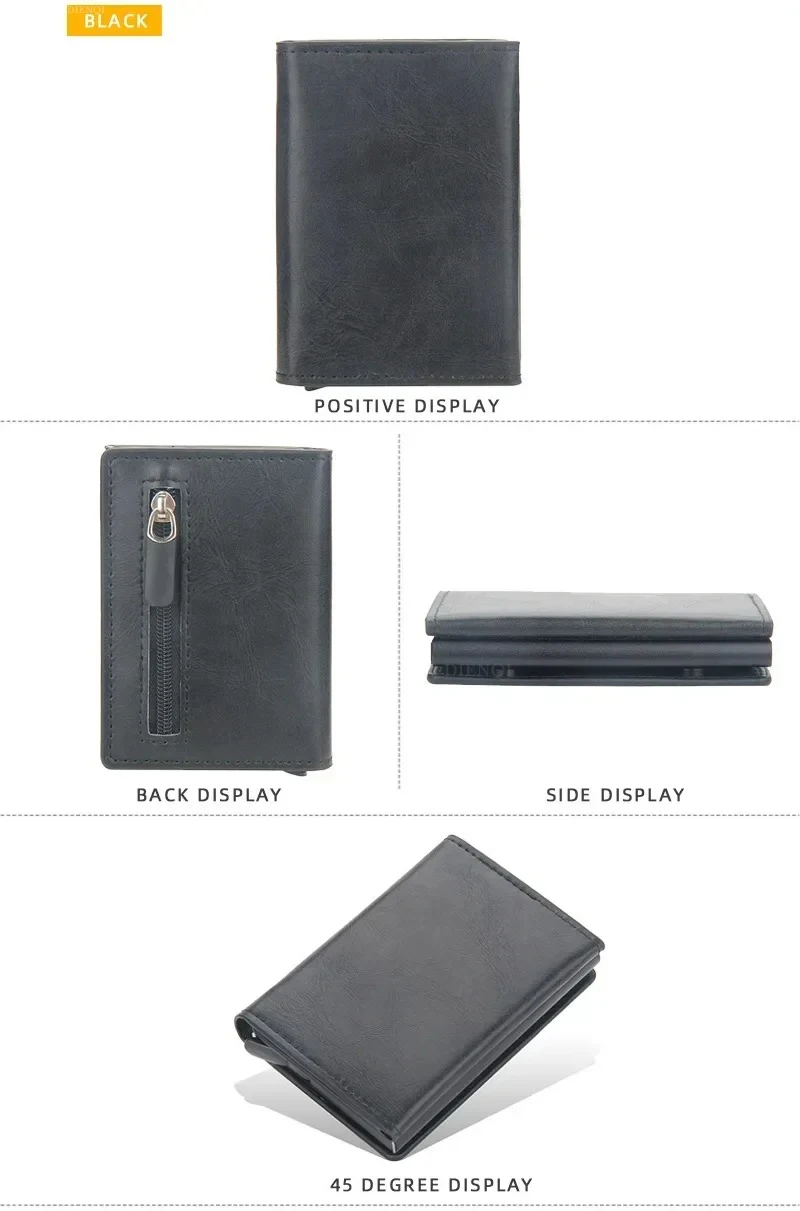 Magnetische RFID-blockierende Kreditkarteninhaber Männer Brieftaschen Anti-Diebstahl Aluminium Metall Pu Leder Kleine Pop-Up Brieftasche Karteninhaber Fall – Detail 10