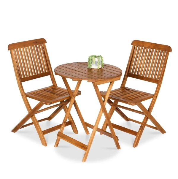 

Wooden Furniture Folding Outdoor Table And Chair Set And Round Coffee Table Set For Garden Or Patio