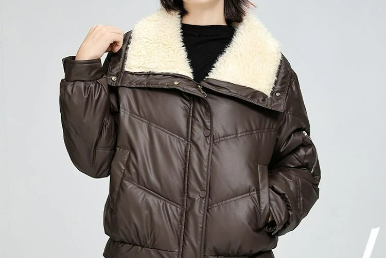 أزياء طية صدر السترة الياقة الشتاء الجديدة الملابس المبطنة بالقطن قصيرة الدافئة سميكة سترة النساء #3