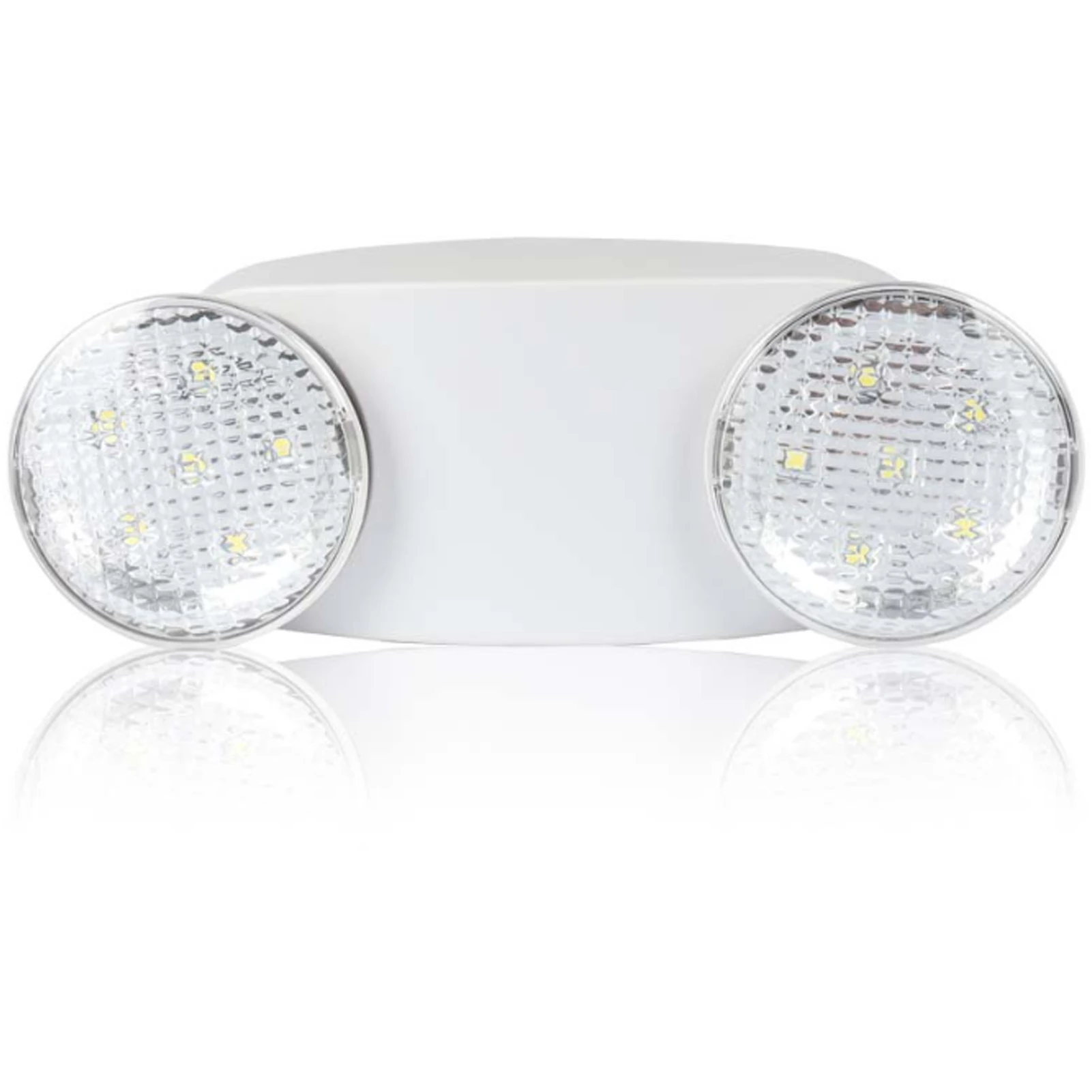 White Two Head LED Bulb Emergency Light Commercial Hotels For Home Safety Plug In With Battery Backup Hardwired IP30 Waterproof