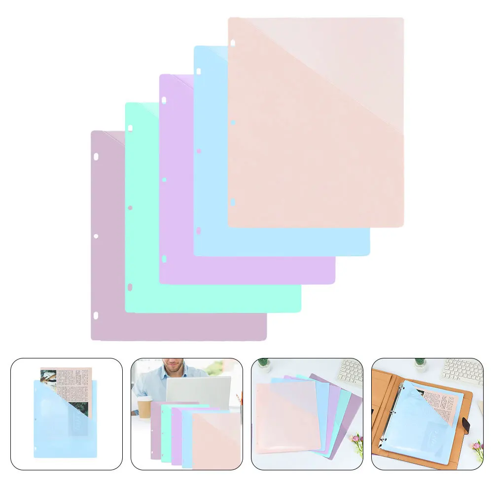 

Office Supplies Stationary 5 Sheets A4 PP Material Clear File Folders Plastic Binder Pockets Document Organizers