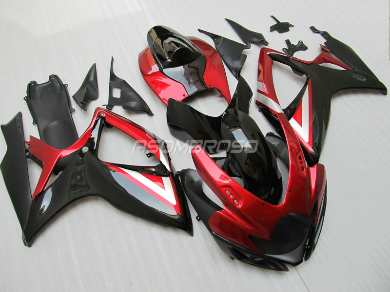 High quality Bodywork for Suzuki 2006 2007 GSXR750 GSXR600 100% Injection Fairing K6 GSX R600 2006 2007 red black Fairings parts