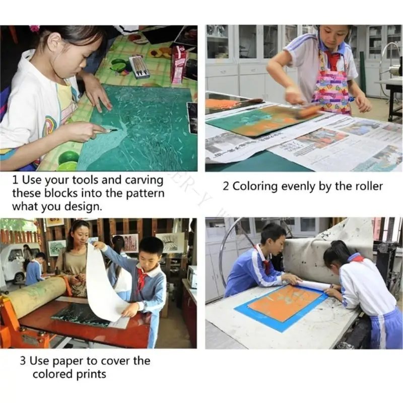 R7UF Carving Rubber Plate Blocks Stamp Stylish Printmaking Making Accessories Art Supplies Practical Block Printing Tools
