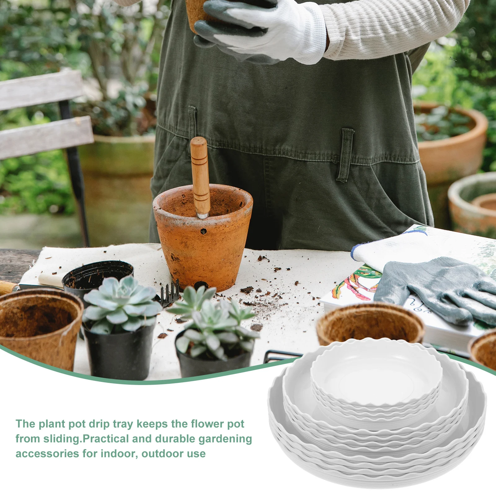 

12pcs White Round PP Resin Flowerpot Trays Plant Saucers Water Drainage Drip Tray Garden Pots Non Holes 140x11cm 200x16cm