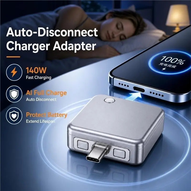[LXYA68Z!] Auto-Disconnect Charging Adapter Type-C Charging Adapter Auto Stop Charging Auto Disconnect For Night Charging