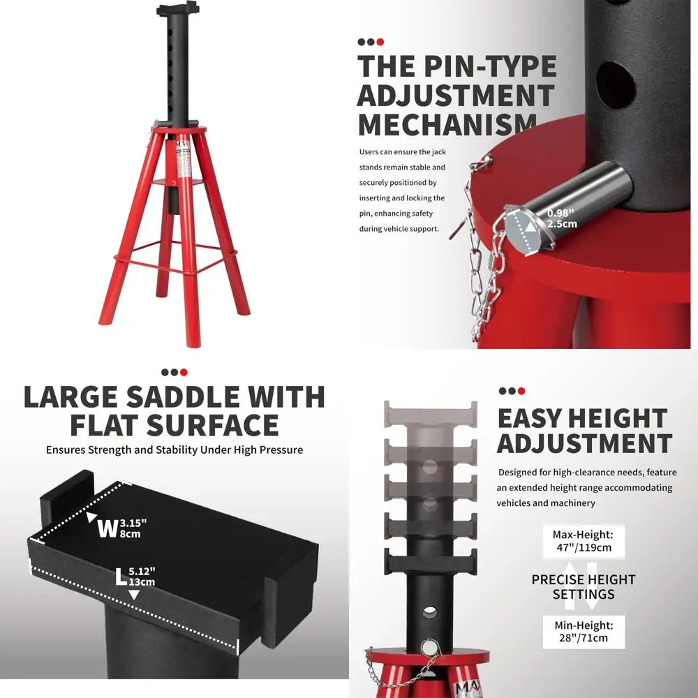 حامل جاك قابل للتعديل من نوع الدبوس شديد التحمل، سعة 10 طن، مناسب للشاحنات والمعدات الثقيلة