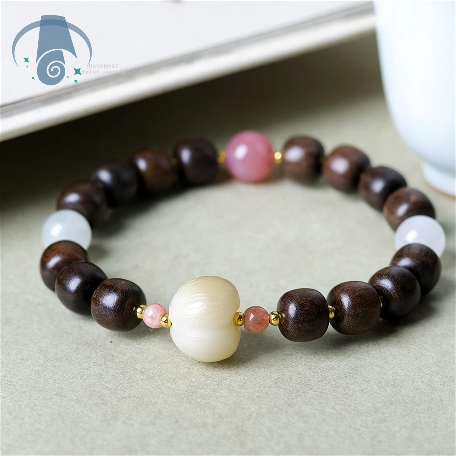 Handmade Bracelet Natural Medicinal Agarwood Beads Bodhi Root Peach Charm Old Barrel Shape Beads Macrame Chinese Style Jewelry view 2