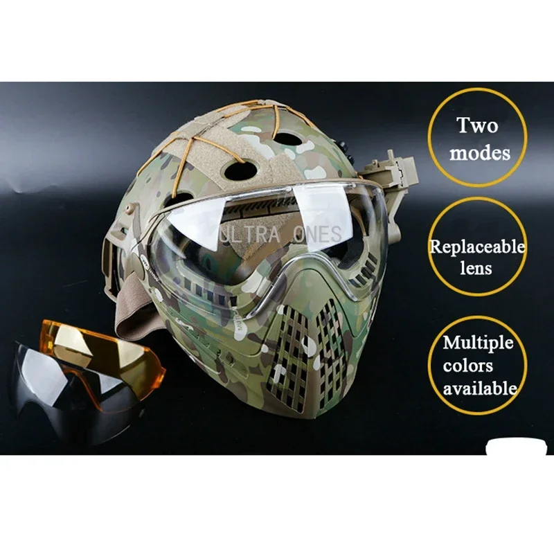Imagem -06 - Máscara Tática Facial Completa com Lentes Resistente ao Impacto Caça Tiro Proteção Airsoft Combate Paintball