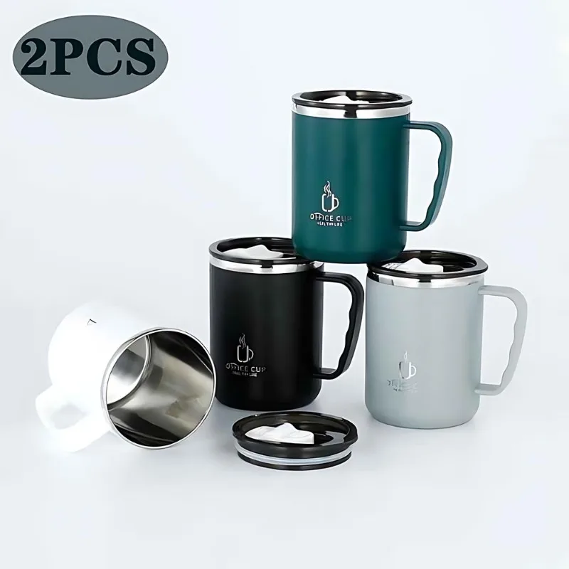 304 Stainless Steel Coffee Cup Mug With Lid Insulated Coffee Mug Double Wall Coffee Tumbler With Handle Heat-resistant Drinkware