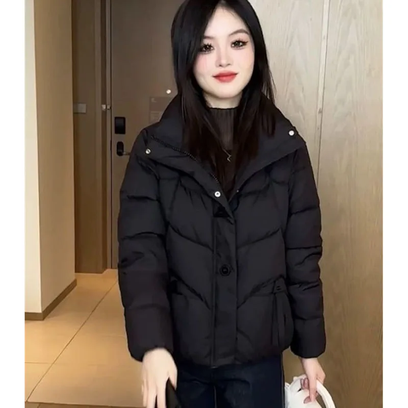 Autumn Winter Female thicken Down Cotton Coat 2025 Women Fashion Cotton Padded Jacket Korean Ladies Long Sleeves Parkas Outwear