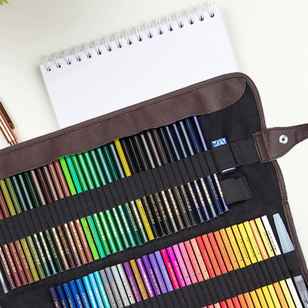 Canvas Pencil Wrap Roll 72 Holes Roll Up Pencil Case Practical Drawing Pencils Bag Pen Organizer Storage Pouch