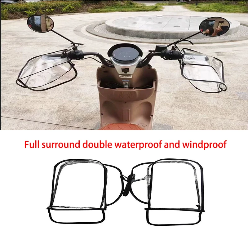 Waterproof Handlebar Mittens Motorcycle Large Rain Cover Transparent Windproof Handlebar Mittens Winter Riding Handle Cover