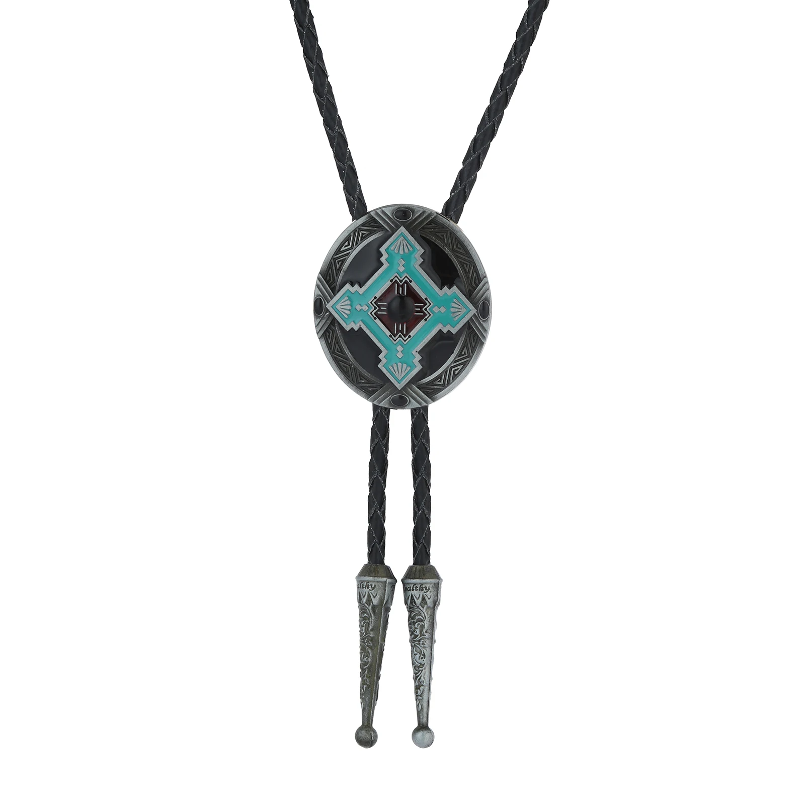 Western Denim Men's Bolo Tie in Zinc Alloy Hand Oiled Leather Tie