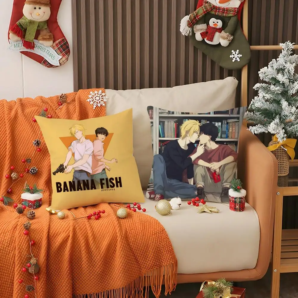 B-banana Fish Anime Cushion Cover Short Plush Pillowcase Sofa Decorative Cushion Bed Pillow Gift Idea