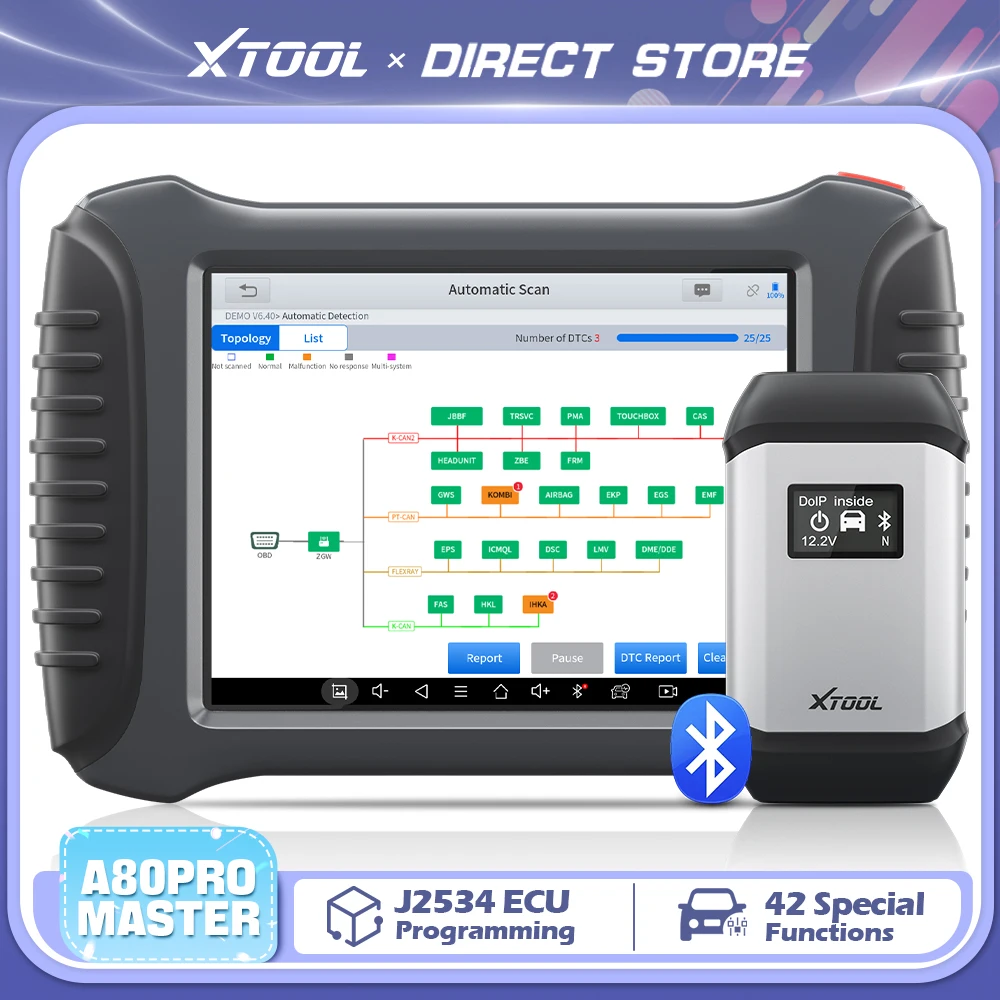 XTOOL A80pro Master KC501 KS01 KS02 OBD2 Car Diagnostic Tools VCI J2534 Programmer ECU Coding Key Programmer Fob ABS 42 Resets