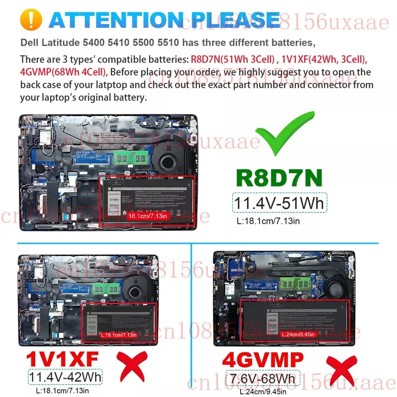 

R8D7N 4GVMP Battery For Dell Latitude 5400 5500 Inspiron 7590 7591 7791 2-in-1 XMSJ