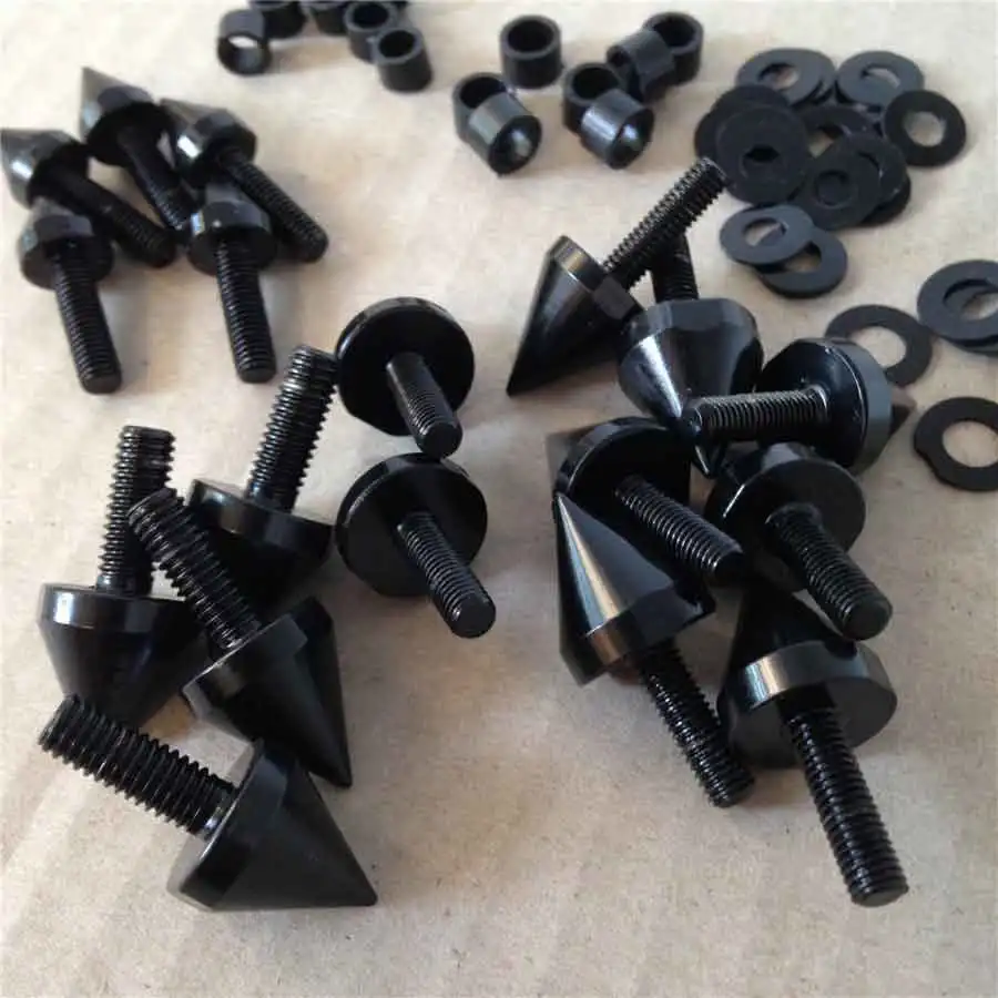 مجموعة مسامير ربط للدراجات النارية مناسبة لـ Kawasaki Ninja ZX 10R 2004 ZX10R 2005 ملحقات ألومنيوم أسود/فضي