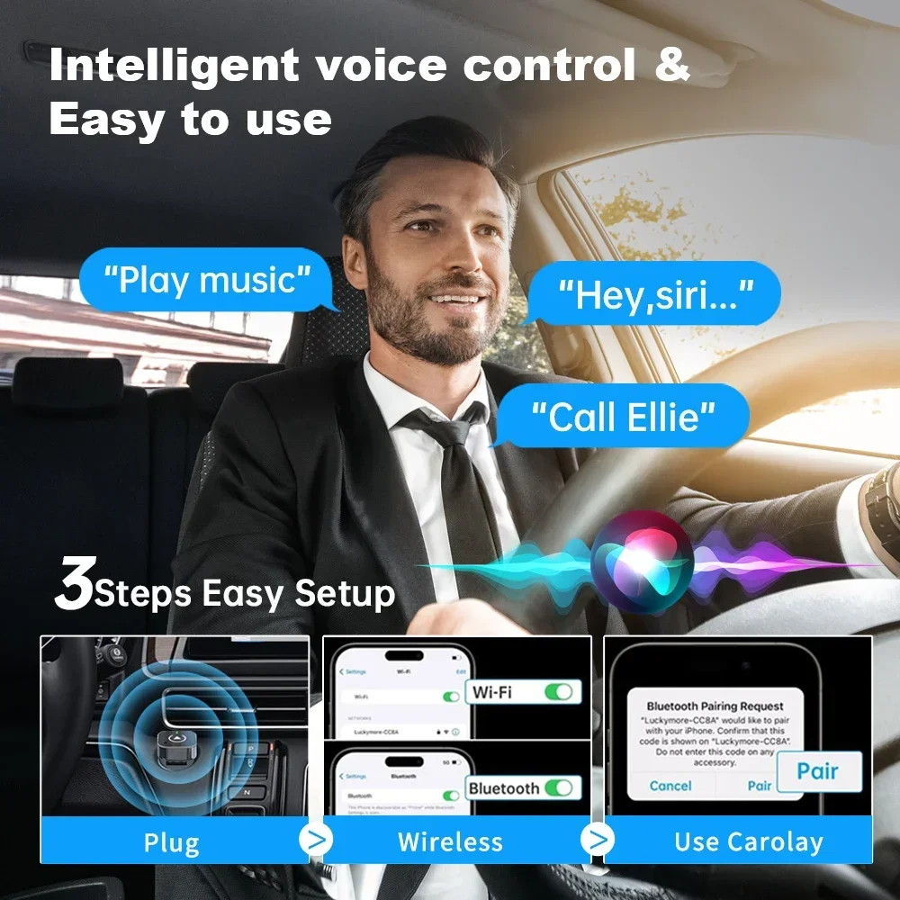 Adaptador Dongle USB Smart Mini Box sem fio CarPlay Android Auto Plug & Play Universal para VW Toyota Nissan Honda Ford Benz KA05