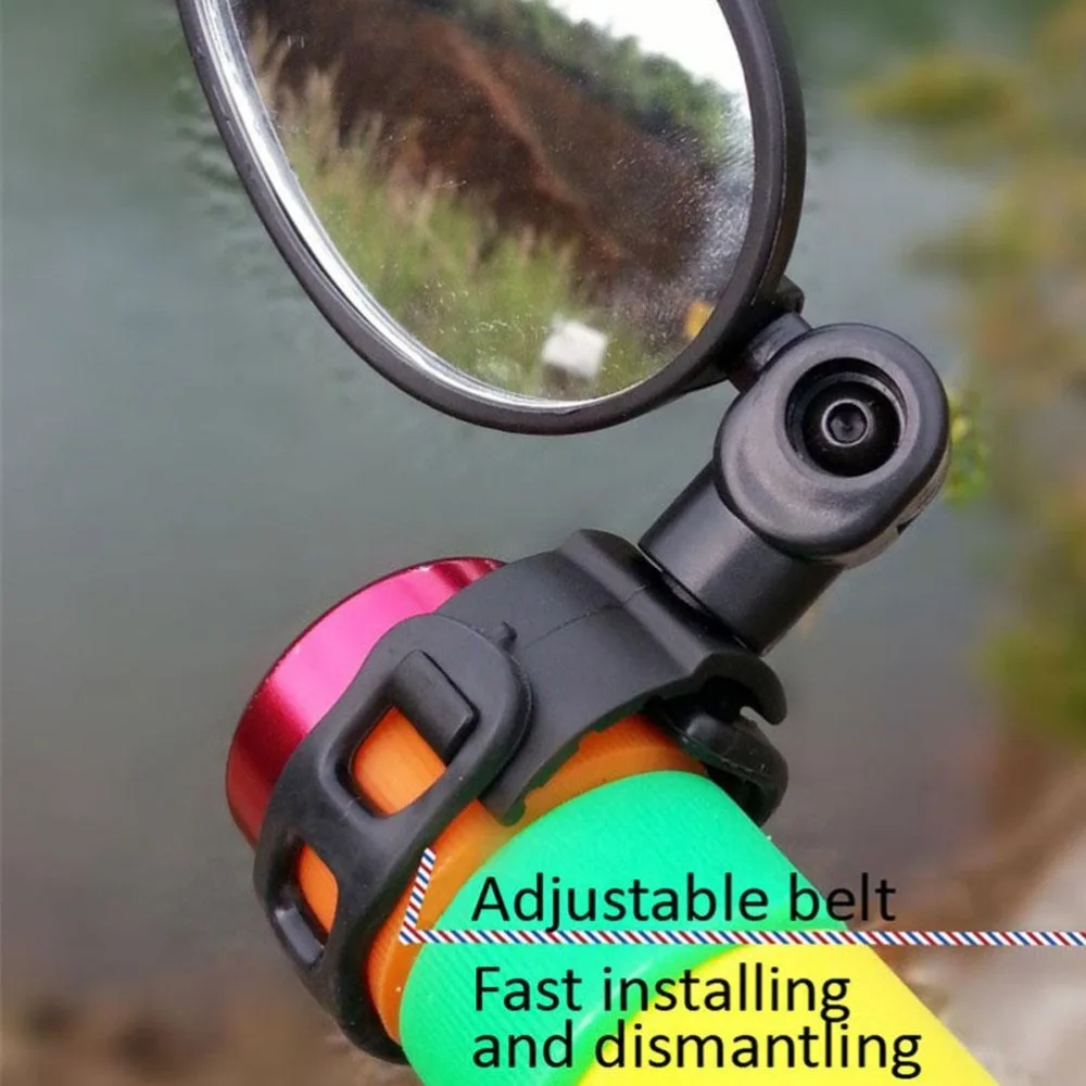 360 Degree Rotatable Bicycle Rear View Mirror Oval Flat Design 360 Degree View Bike Side Mirror Universal Handlebar Mount