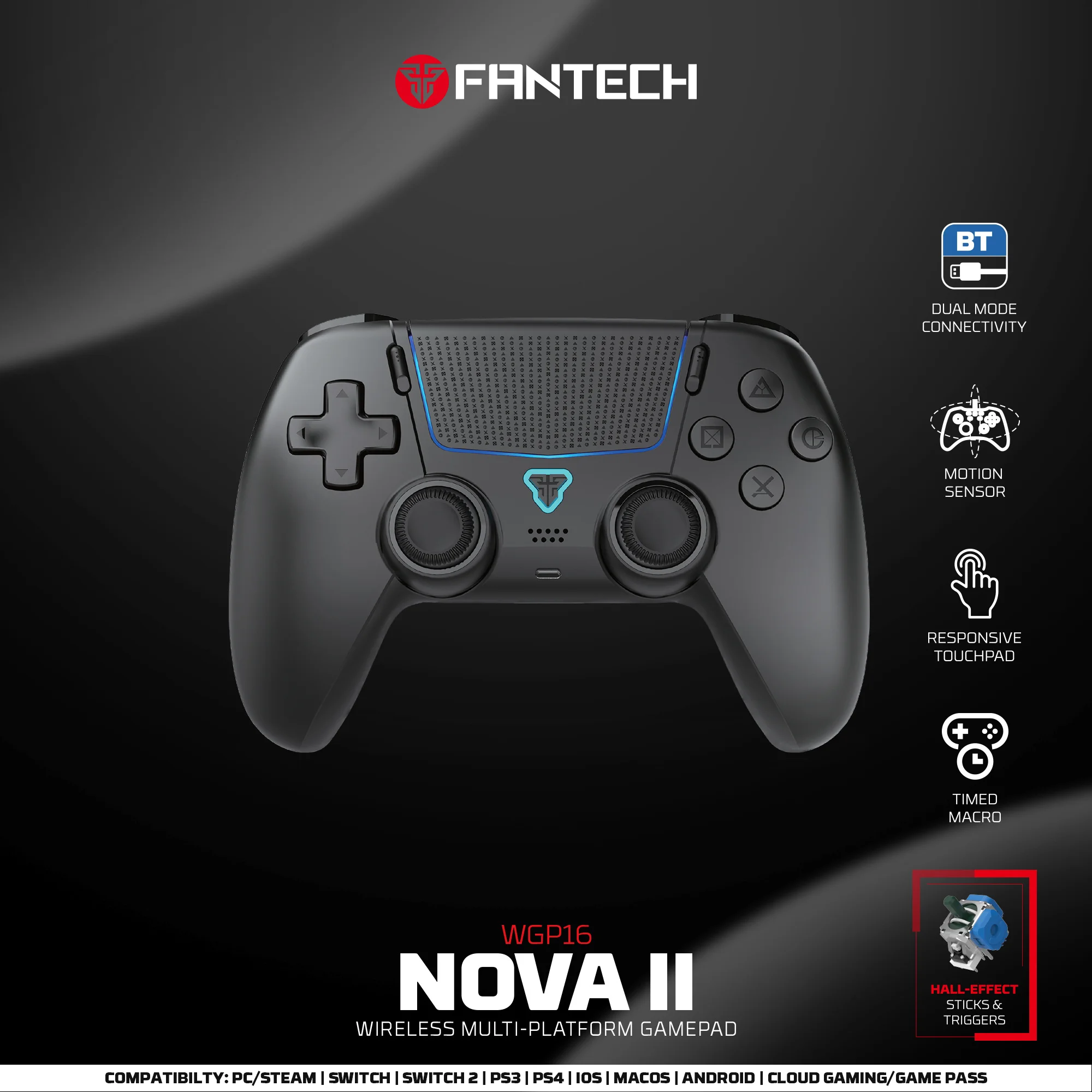 fantech-nova-ii-wgp16-ワイヤレスゲームパッド-ジャイロセンサー-ホールジョイスティック-エフェクトトリガー-ps4-ns2-有線コントローラー-ゲーマー向け