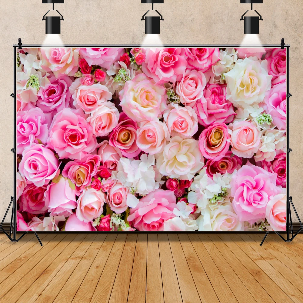 Wedding Ceremony Photo Background Rose Flower Wall Stage Bridal Shower Baby Birthday Party Photography Backdrop For Photo Studio