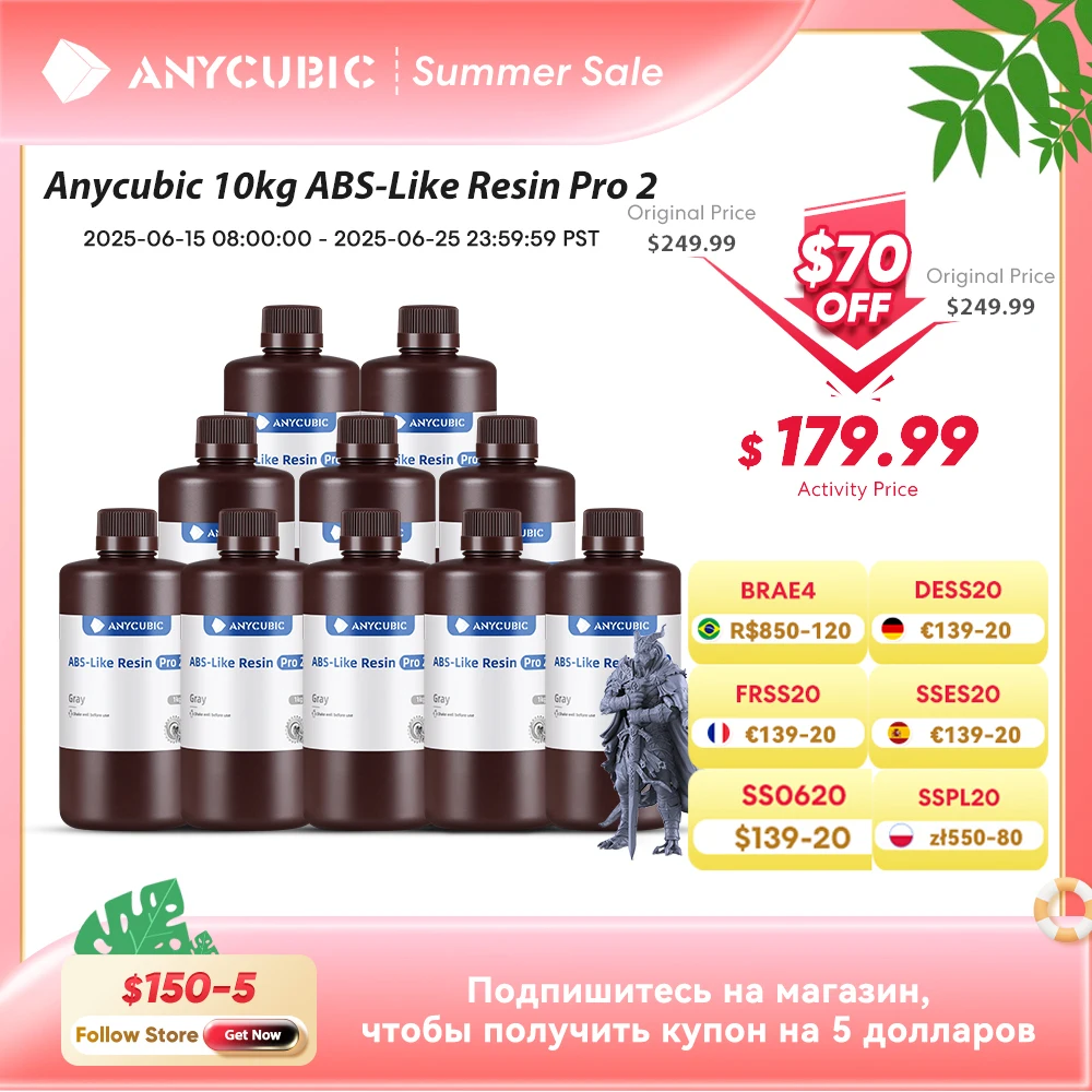 

Anycubic ABS-Like Resin Pro 2 3D-принтер Быстрое УФ-отверждение 405 нм Консервация ABS + Обновление 3D-смолы Высокая точность для ЖК-принтеров