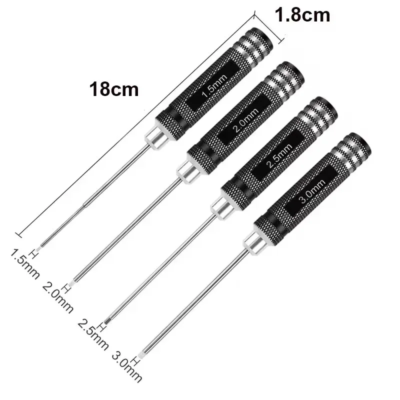 4Pcs 1.5/2/2.5/3.0mm Black Hex Driver Allen Wrench Hand Tool Set RC Car Model Repair Maintenance Tool image 5