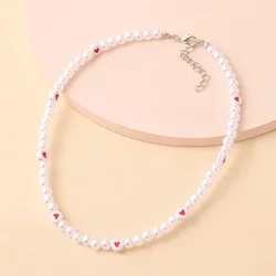 2024 New Fashion Heart Pearl Beaded Necklaces for Women Charm Choker Clavicle Chain Party Luxury Wedding Jewelry Accessories