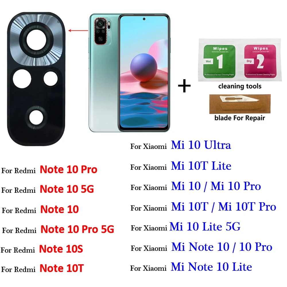 100% NEW For Xiaomi Mi 12 Note 10 Pro 10T Lite Ultra Redmi Note 10 Pro 5G 10S Rear Back Camera glass Lens With Adhesive