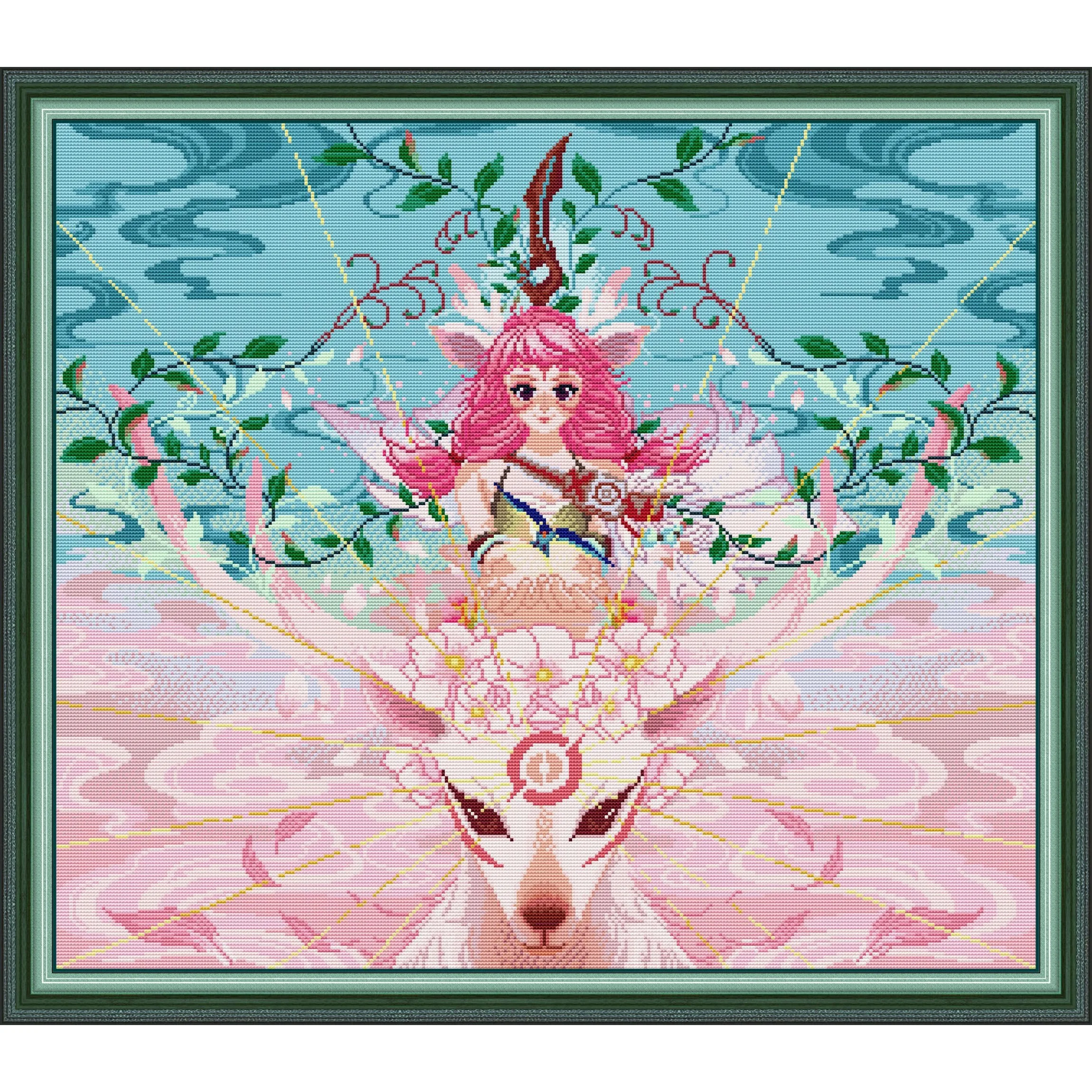 

Soulgift News Набор для вышивки крестом с предварительной печатью, штампованная ткань Аида с нитками DMC, набор для вышивания - Лесная принцесса