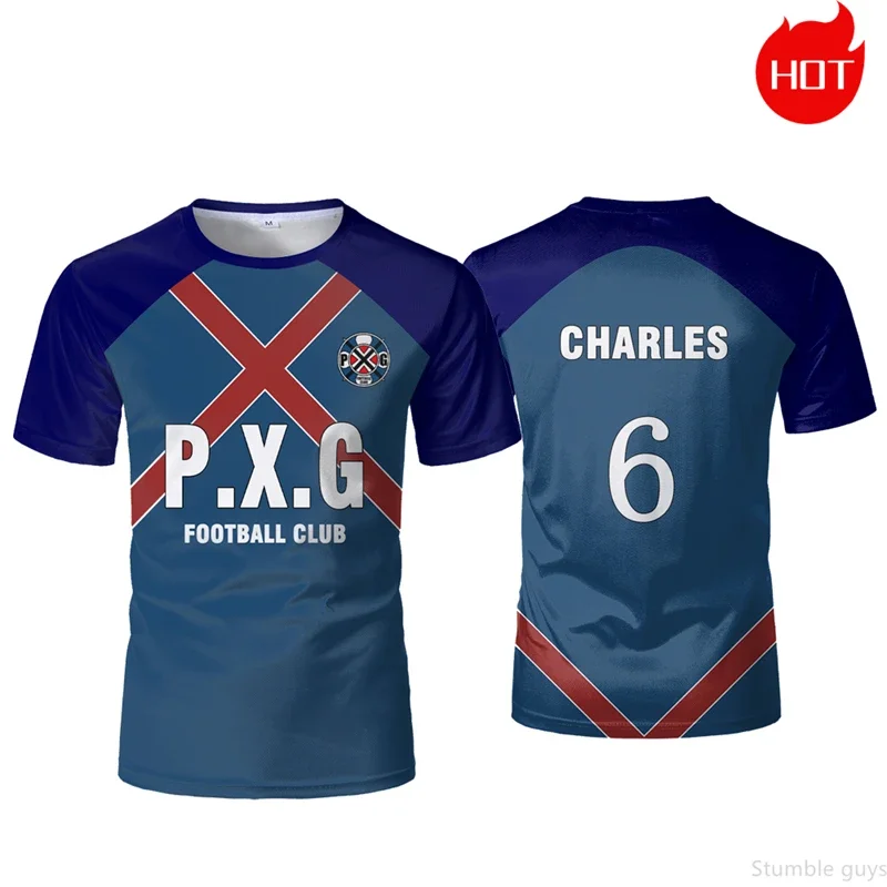 Harajuku Lockerer Stil Blaues Anime-T-Shirt im Umkleidekabinen-Stil Fußballtrikot Jungenkleidung Mädchen Kurzarm Cosplay Grafik-T-Shirts