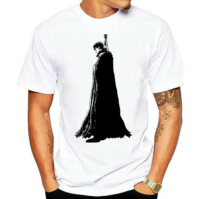 Berserk Anime Guts Black Swordsman Art Men's  T Shirt White Summer Style Hip Hop Men T-Shirt Tops