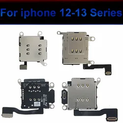 Sim Card Tray For iphone 12 13 Pro MAX 12 13 mini Dual Single Sim Card Slot Reader Holder Connector Flex Cable Repair Part