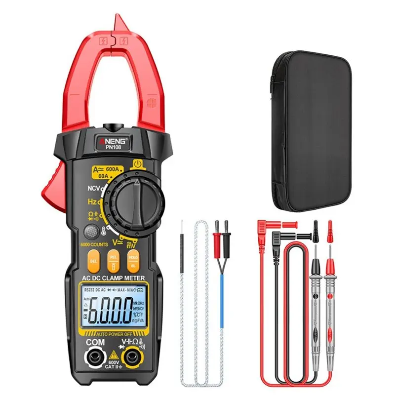 VOFUN- PN108 Clamp Meter Multimeter:AC/DC Voltage, Current Resistance Tester Precision Measurement Functionality