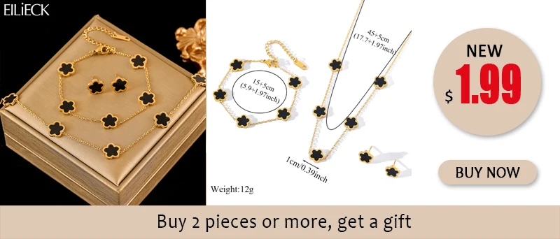 EILIECK 316L Edelstahl Metall Goldfarben Leichte Kette Halsketten Armband Set für Frauen Neuer Trendschmuck Halskette Bijoux Geschenk – Detail 5