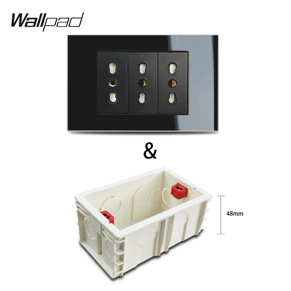 Włoski Chile gniazdko do montażu naściennego 118*75mm Wallpad L3 czarne szkło kryształowe AC 110V-250V 16A moc podwójne potrójne włochy wtyczka gniazdko do montażu naściennego — zdjęcie 6