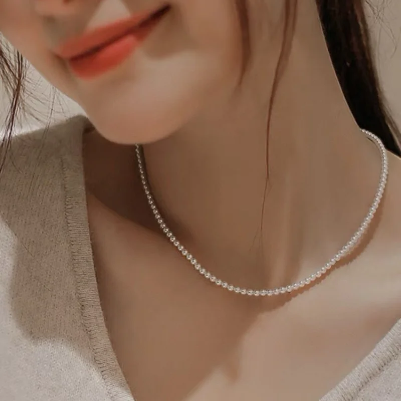 

SGARIT Vintage Pearl Choker Necklaces for Women Elegant 3-4mm Neck Chain Necklace Wedding Bride Jewelry