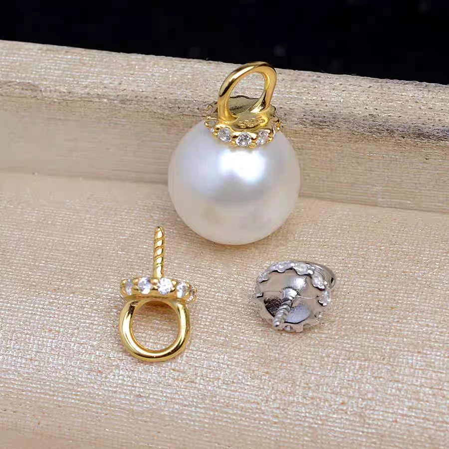 

S925 Sterling Silver Pendant Mounts Base Findings Settings Mountings Jewelry Fittings for 8-12mm Pearls 10pcs/lot